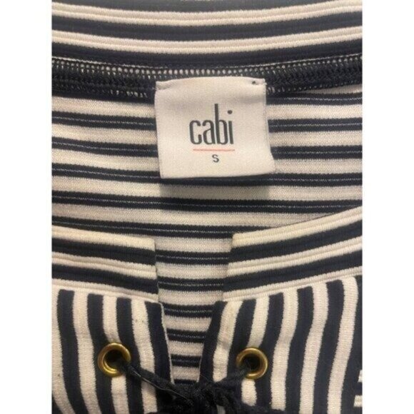 CAbi #5268 Captain Striped Lace Up Nautical Blue White Dress Small - Picture 6 of 6